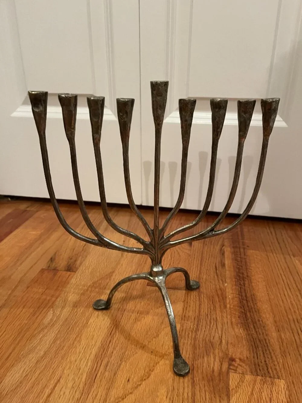 Pottery Barn Silver Metal Menorah L 9.5 in x H 11 in x W 6.25 in